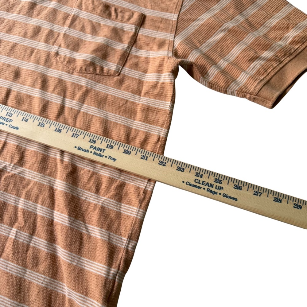 St Johns Bay Mens Large Orange Striped Short Sleeve L Cotton Polo Shirt Pocket - Picture 6 of 7